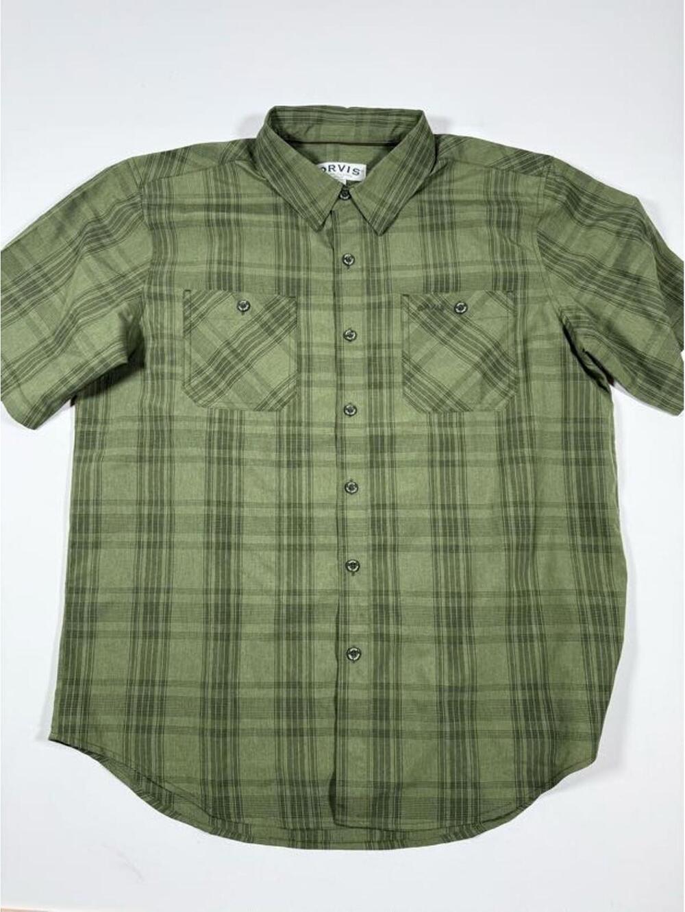 Orvis Classic Collection Green Plaid Short Sleeve Shirt L/G